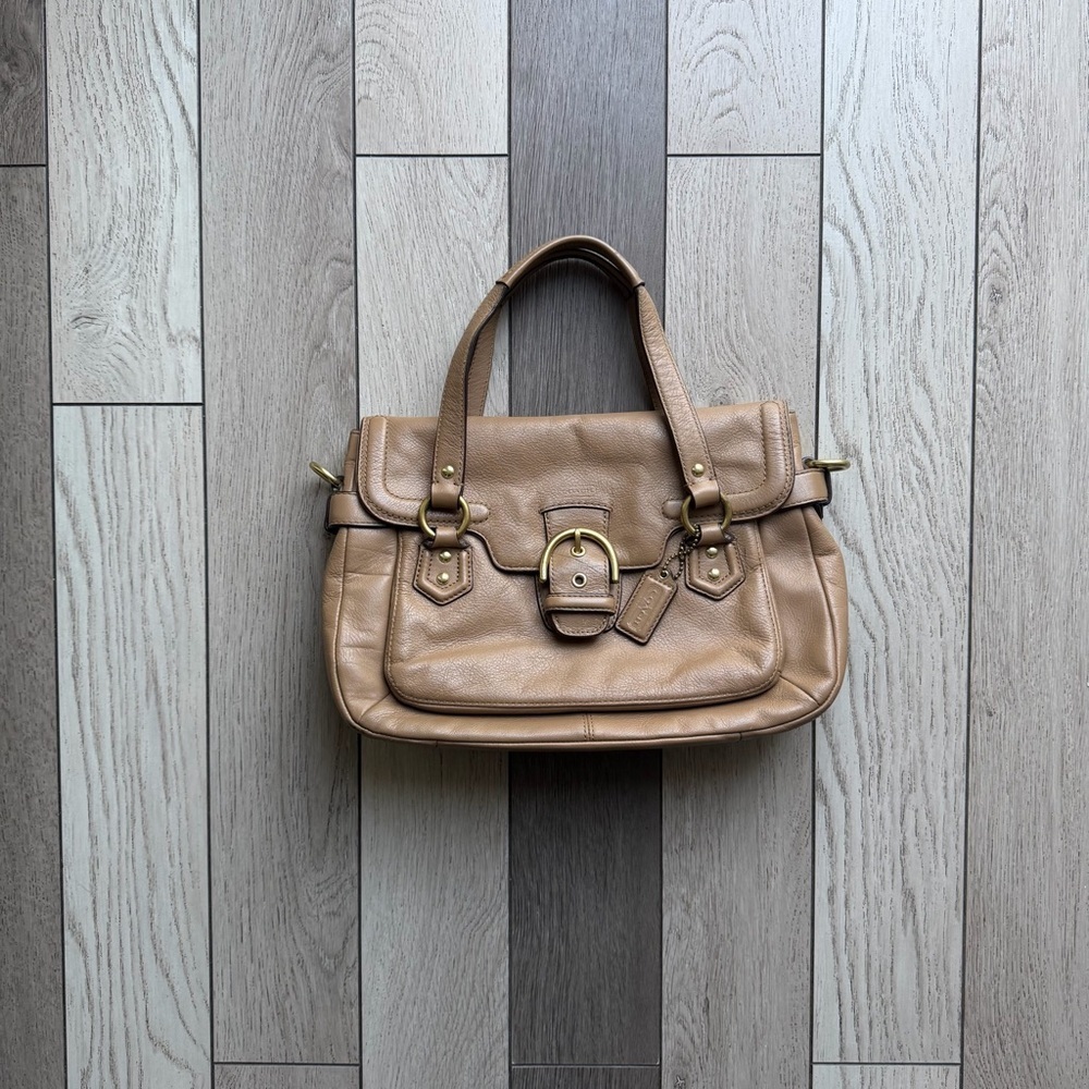 Coach Campbell Eva flap satchel in camel leather